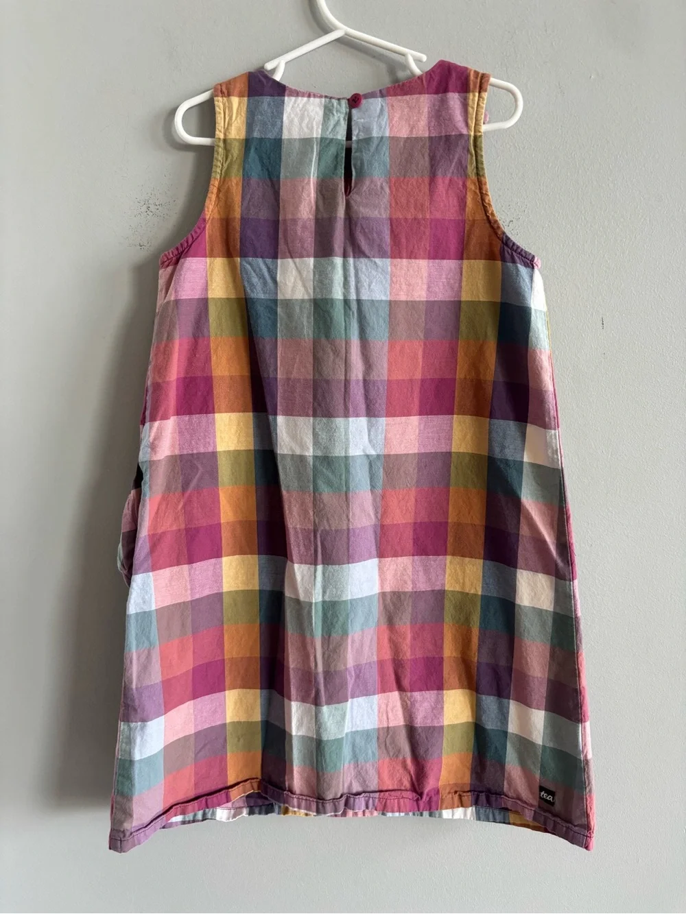 Tea Collection Girls Madras Ruffle Tank Dress Suez Plaid Sleeveless size 8